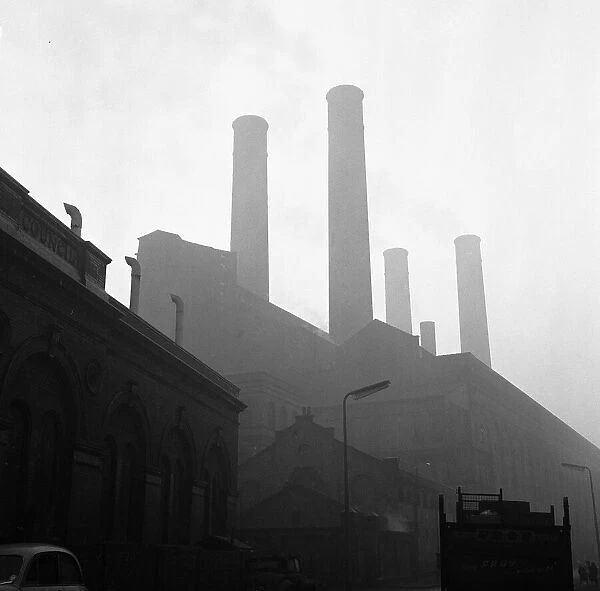 Battersea Power Station seen here on a murky foggy winters morning. London
