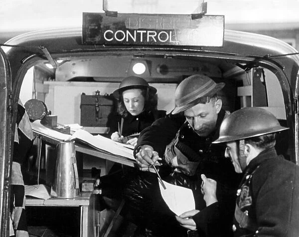 A control car in action used by the National fire Service during the blitz in the Second