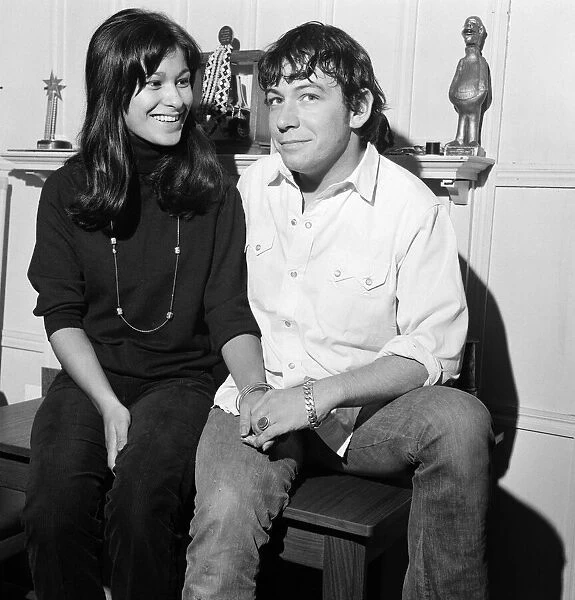 Eric Burdon, lead singer of British rock group The Animals, pictured with his fiancee