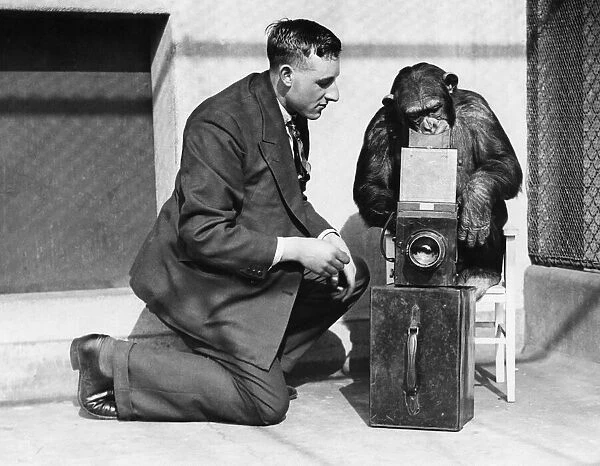 George Greenwell Daily Mirror photographer seen here in the monkey house at London Zoo