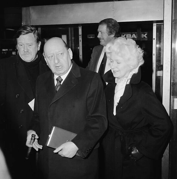 Media Mogul Lew Grade, head of ATV television, arrives at Heathrow Airport with his wife