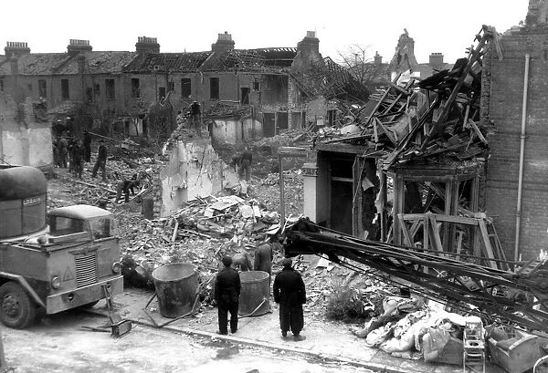 WW2 Air Raid Damage Brockley London February 1945 Rocket raid at Brockley - people