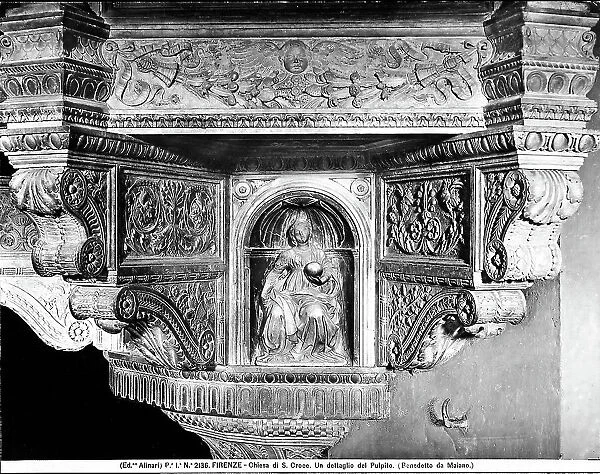 The Pulpit of the Basilica of Santa Croce in Florence:detail with the statue of Justice