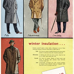 Advert for Simpson mens winter overcoats 1952