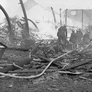 Aftermath of a factory fire, Fire Force Area 34, WW2