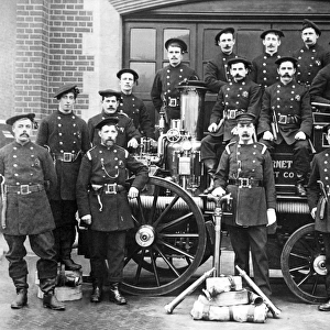 Barnet Fire Brigade with fire fighting equipment