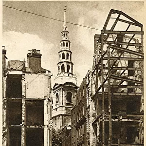 Bomb Damage, London - Shell of St. Nicholas Cole Abbey