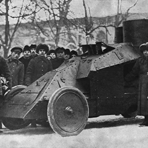 City militia with armoured car, Petrograd, Russia
