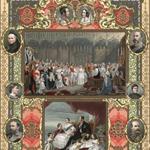 Colour plate of the early life of Queen Victoria and Prince