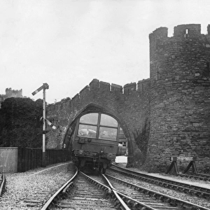 Conway Castle and railway, Conwy, North Wales