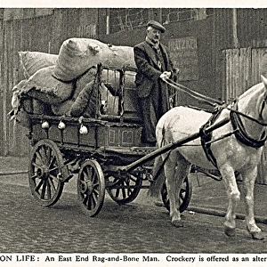 An East End Rag-and-Bone Man with his wagon