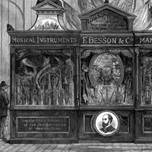Exhibit of Bessons musical instruments, 1885