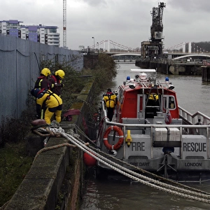 Fireboat attending a fire in Battersea