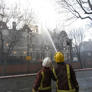 Firefighters in action at George Row, Bermondsey