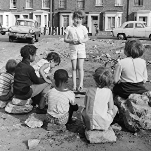 Group of children on waste ground, Balham, SW London