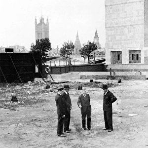Group of men on open ground, Central London