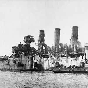 HMS Vindictive after Zeebrugge Raid, Belgium, WW1
