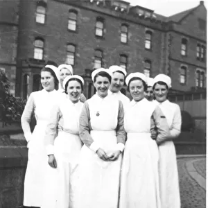 Informal group of nurses outside large institution
