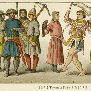 King John with warriors, hunter and the fool