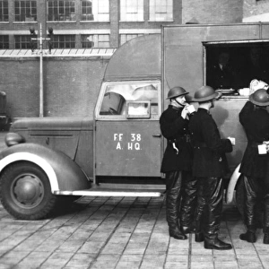 London Fire Brigade with canteen van, WW2