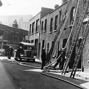 London firefighters at work in Dingley Road, WW2