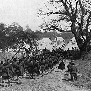 London Scottish marching into camp in Richmond Park, WW1