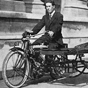 Motor cycle with side-car ambulance, WW1