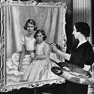 Portrait of Princesses Elizabeth and Margaret in the paintin