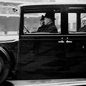 Queen Elizabeth in a car after reviewing firewomen, WW2