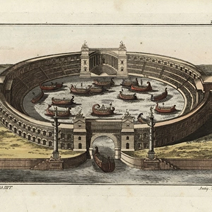 Roman naumachia, naval battle in the colosseum