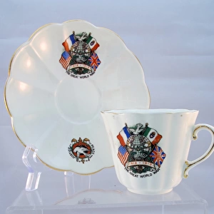 Tuscan China cup and saucer showing the flags of the Allies