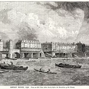 View of the Old London Bridge. Date: 1756
