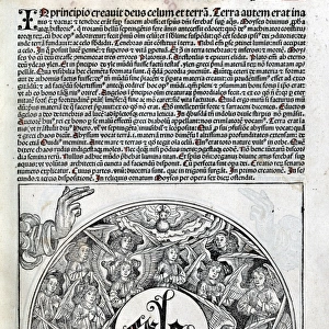 Woodcut depicting the creation