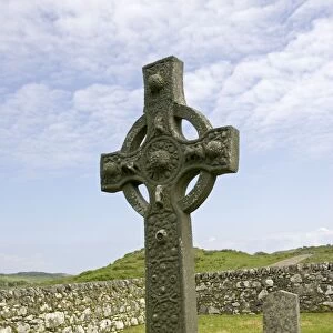 Ancient eighth century carved celtic stone cross Kidalton Isle of Islay Scotland UK