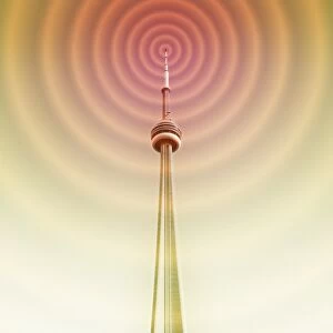 Radio tower with radio waves