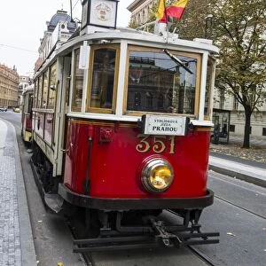 Old fashioned tram, Prague, Czech Republic, Europe