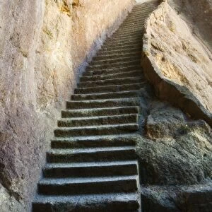 Rock cut steps on stairway, White Cloud scenic area, Huang Shan (Yellow Mountain)