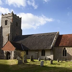 St. Botolphs Church with its thatched roof at Iken, Suffolk, England, United Kingdom, Europe