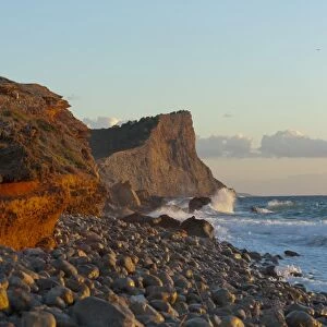 Sunset, Es Codolar Boulder beach, Ibiza, Balearic Islands, Spain, Mediterranean, Europe