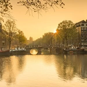 Amstel River at dawn, Amsterdam, Netherlands