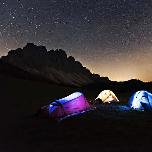 Odle, Funes, Dolomites, Trentino alto Adige, Italy The Odle group resumed in the night