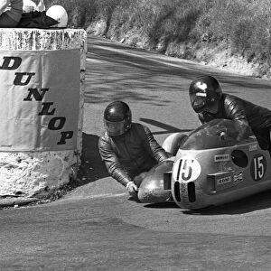 Rolf Steinhausen & Karl Scheurer (Konig) at Governors Bridge: 1973 500 Sidecar TT