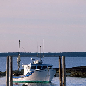 N. A. Canada, Nova Scotia. Lobster boat in harbor near Blue Rock