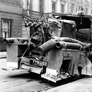 Blitz in London -- damaged fire vehicle, WW2