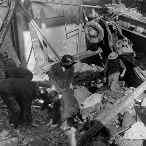 Blitz in London -- rescue squad at sub-station, WW2