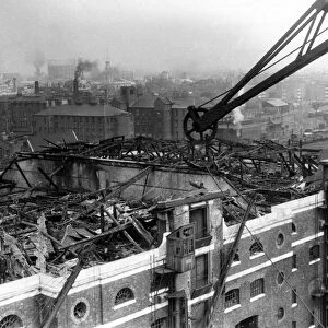 Bomb damaged building, West India Docks, WW2