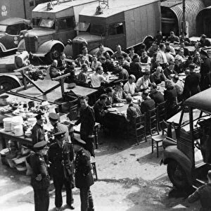 Fire station staff in meal break, London, WW2