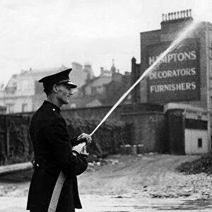 Firefighter in Orange Street, London W1, WW2