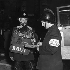 Firefighters in breathing apparatus, Everett Street, SW8