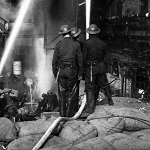 Firefighters at work in Bermondsey, WW2